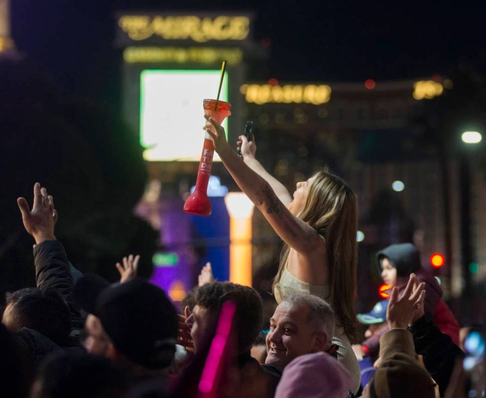 The Strip is packed with New Year's Eve goers on Tuesday, Dec. 31, 2019, in Las Vegas. (Benjami ...