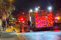 Clark County Fire Department crews at the scene of a one-unit apartment fire on Wednesday, Jan. ...