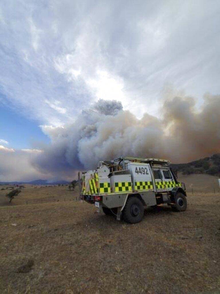 In this image released Thursday, Jan. 2, 2020, from the DELWP Gippland, shows an emergency vehi ...