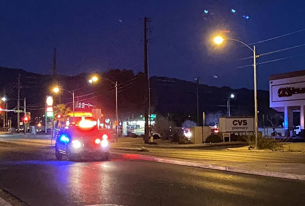 A fatal North Las Vegas police shooting scene near West Craig Road and Allen Lane on Thursday, ...