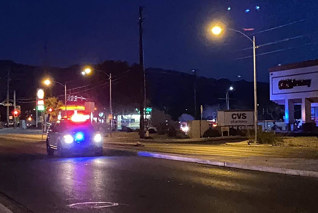 A fatal North Las Vegas police shooting scene near West Craig Road and Allen Lane on Thursday, ...