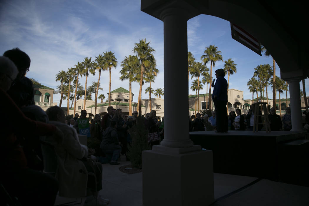 Democratic presidential candidate Amy Klobuchar speaks during a rally at her Las Vegas headquar ...