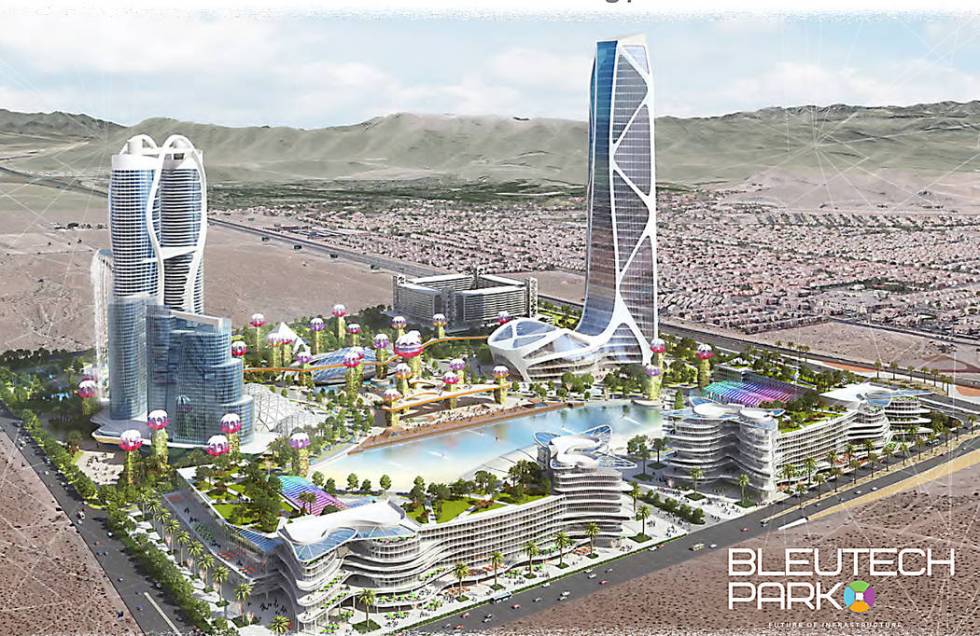 A rendering of Bleutech Park Las Vegas, a proposed "digital infrastructure city" that would cos ...