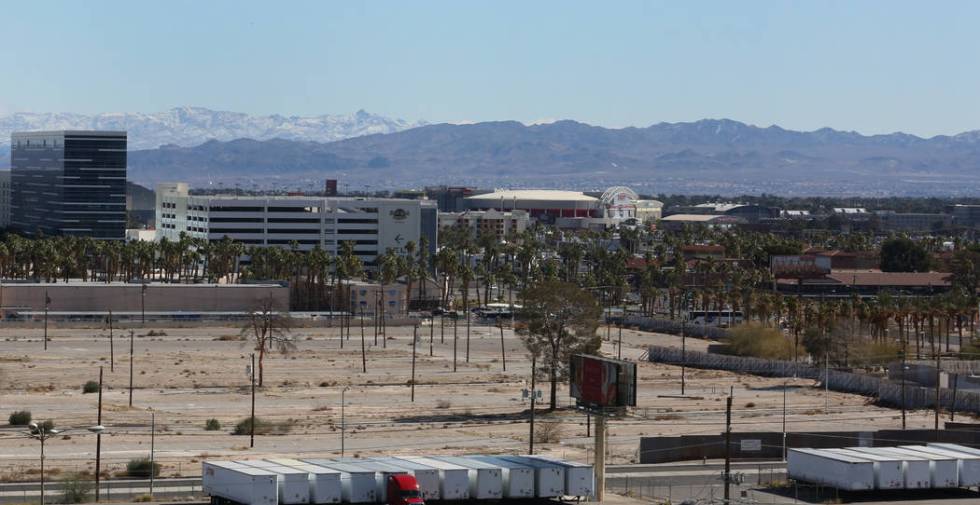 A vacant lot is seen east of Koval Lane and north of Harmon Avenue on Tuesday, Feb. 19, 2019, i ...