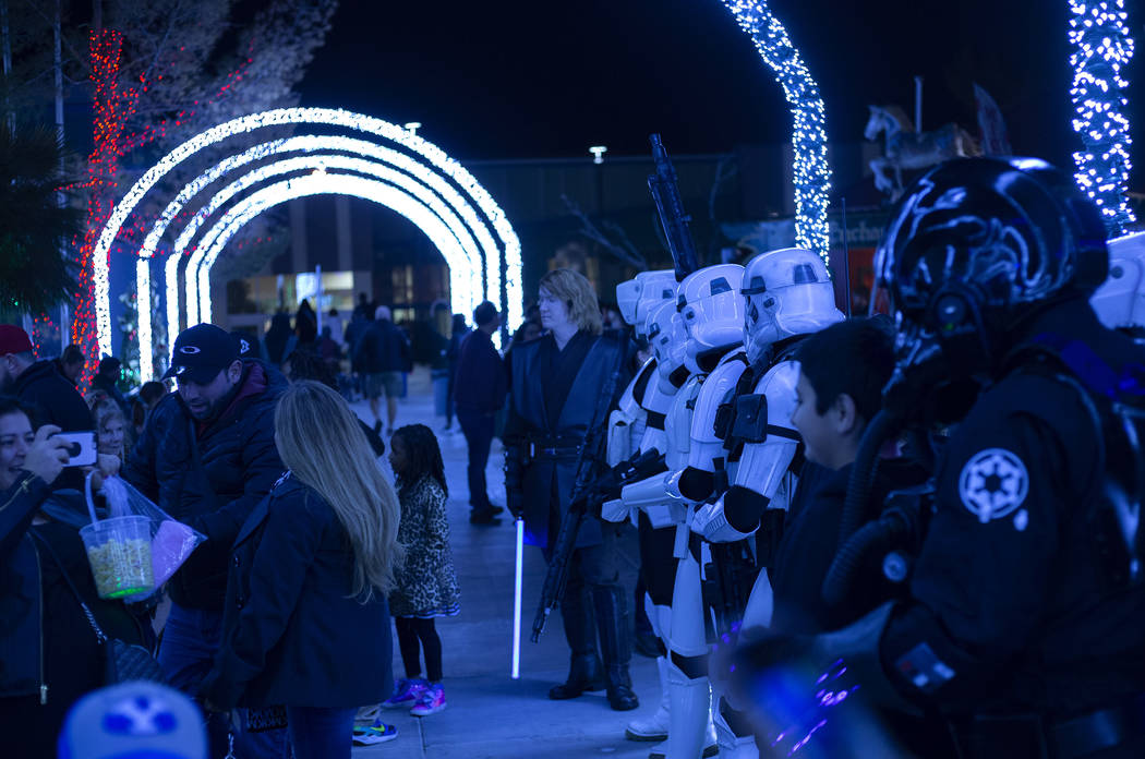 Storm Troopers and other Star Wars characters poses for photos at the Galaxy Gathering in the M ...