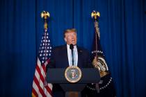 President Donald Trump delivers remarks on Iran, at his Mar-a-Lago property, Friday, Jan. 3, 20 ...
