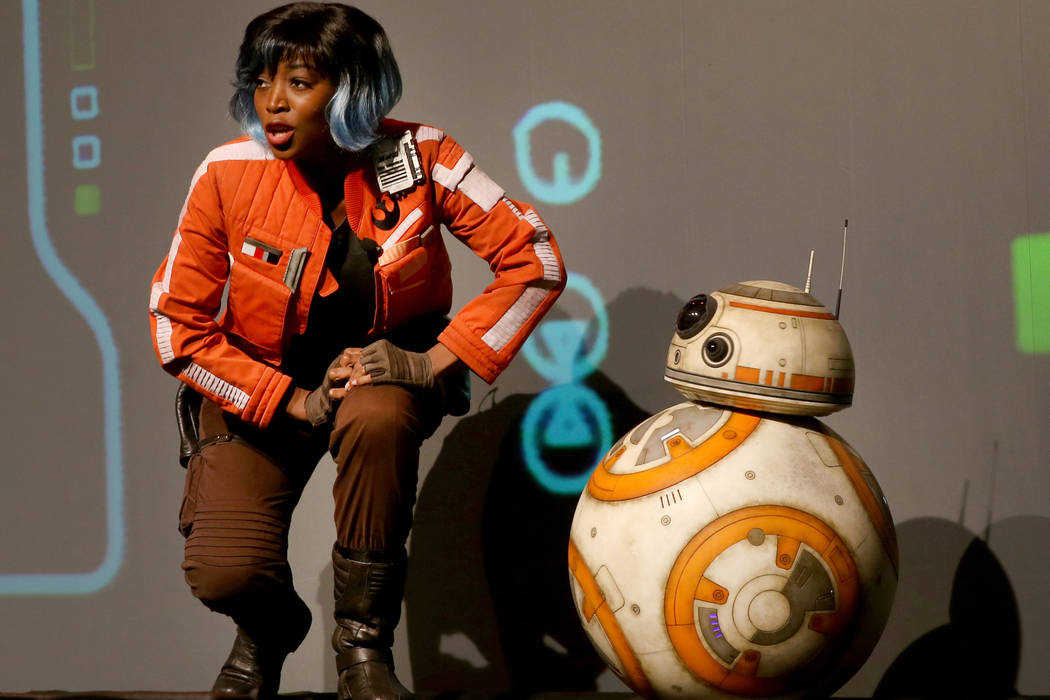 Star Wars characters during the Panasonic news conference at Mandalay Bay Convention Center Mon ...