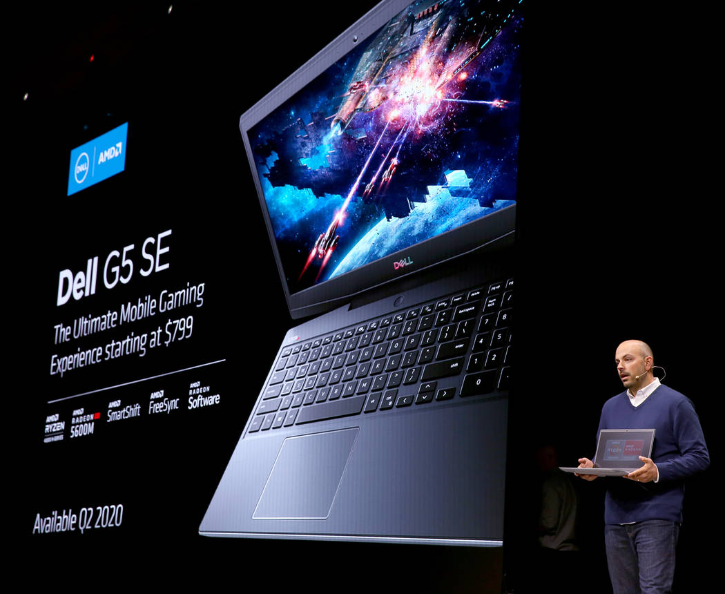 Frank Azor, chief architect of gaming solutions at at Advanced Micro Devices, shows the Dell G5 ...