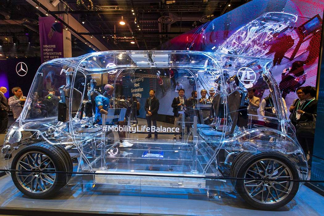 A clear vehicle featuring the L2+ Semi-Automated Driving system on display in North Hall for CE ...