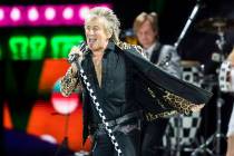 In this Jan. 29, 2018, file photo, British rock singer Rod Stewart performs during his concert ...