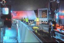 Emergency crews respond to a fatal crash on the Pennsylvania Turnpike in Mount Pleasant Townshi ...