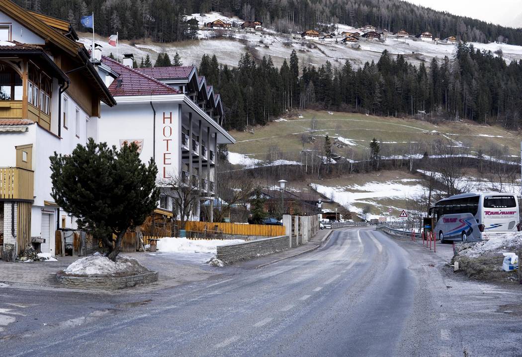 General view on a street where a car had plowed into a group of people in Luttach, near Bruneck ...