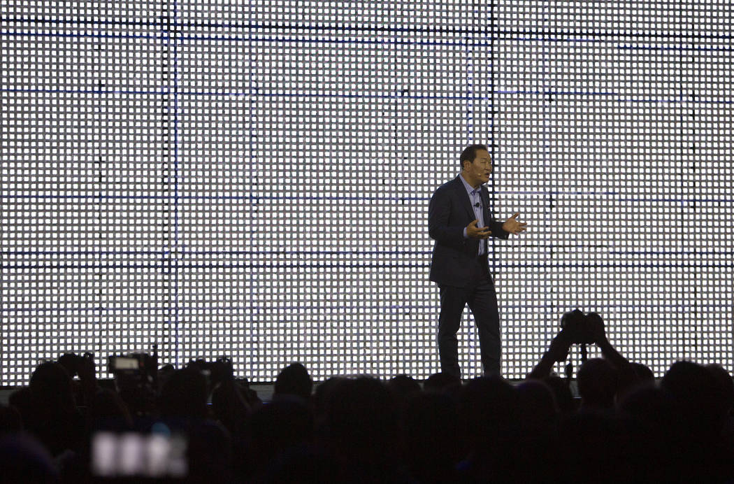 Jong-Hee Han, President of Visual Displays at Samsung Electronics, speaks at Samsung's CES 2020 ...