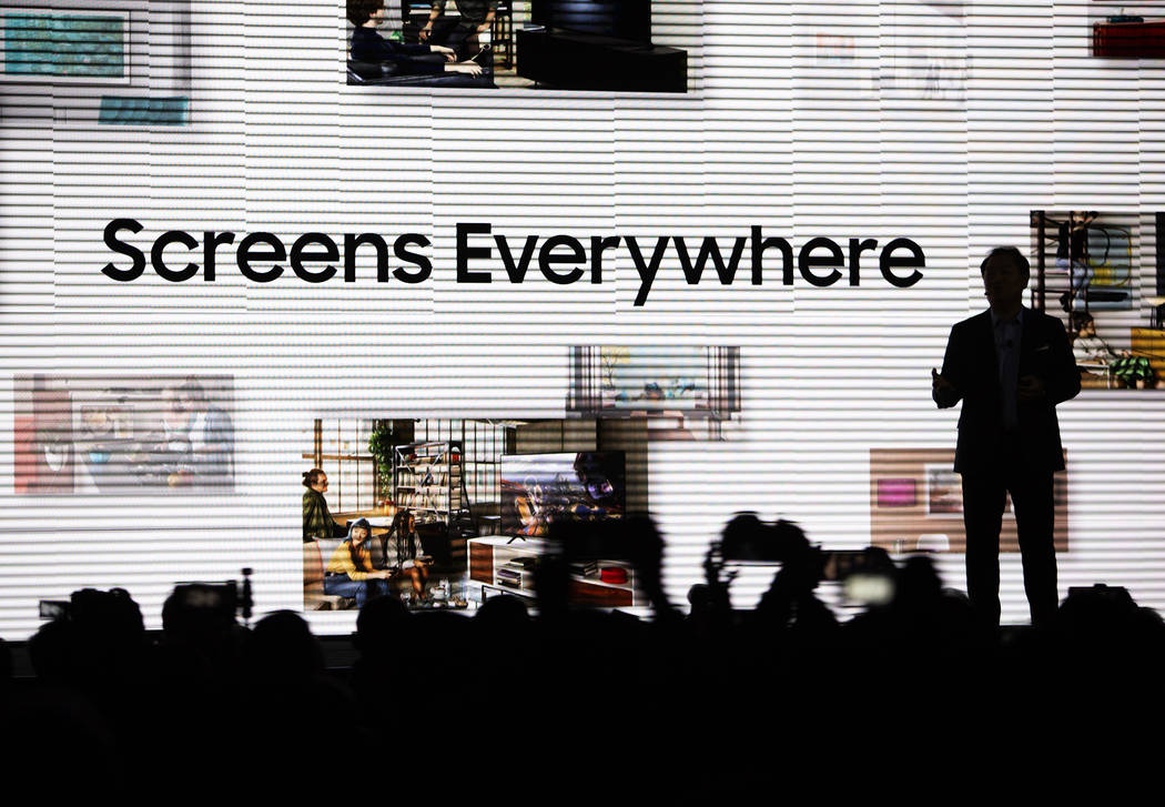 Jong-Hee Han, President of Visual Displays at Samsung Electronics, speaks at Samsung's CES 2020 ...