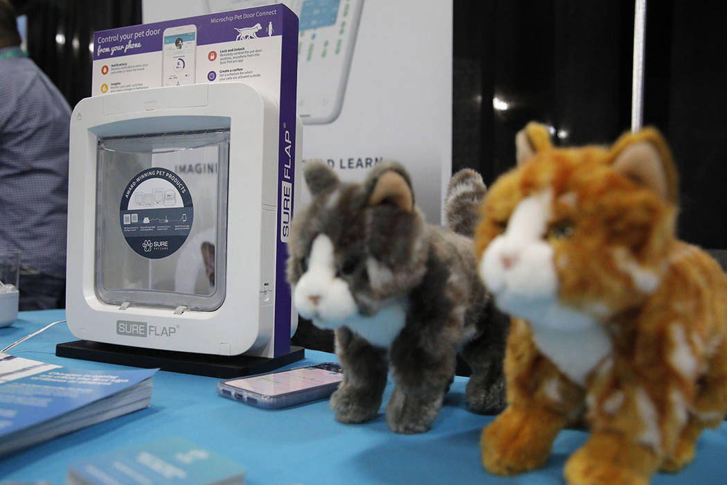 The Sureflap Microchip Pet Door Connect is on display at the Sure Petcare booth during CES Unve ...
