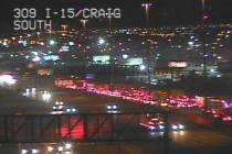 Traffic backs up on southbound Interstate 15 near Craig Road on Monday, Jan. 6, 2020 (FAST camera)