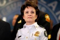FILE-In this Thursday, Jan. 4, 2018 file photo, Atlanta Police Chief Erika Shields attends a pr ...