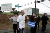 FILE - In this Feb. 10, 2014, file photo, Julie Graves, left, of Albany, Calif., and Chris Adam ...