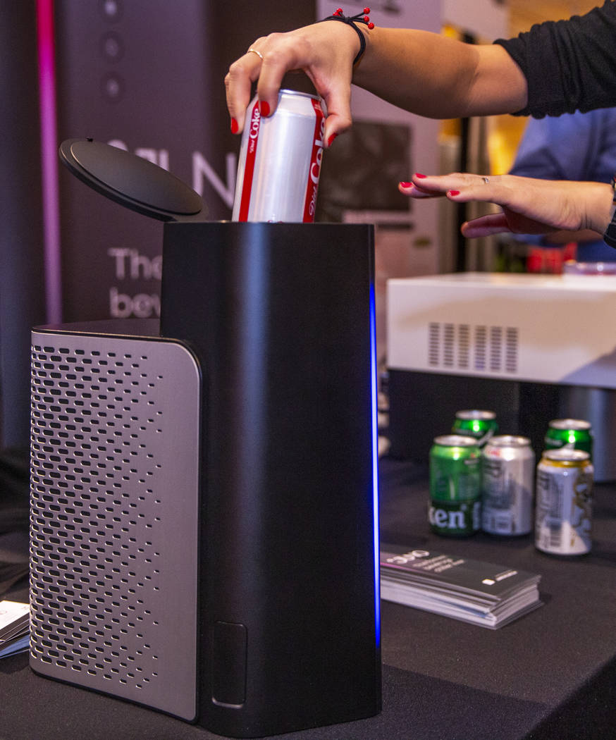 The Juno speedy thermoelectric beverage chiller on display during Pepcom's Digital Experience! ...