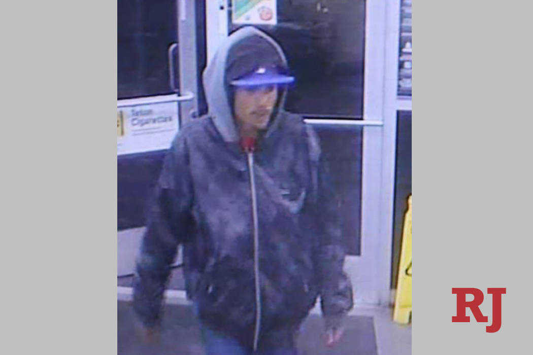 The man police seek for a northeast Las Vegas store robbery on Dec. 4, 2019, is about 20 to 30 ...