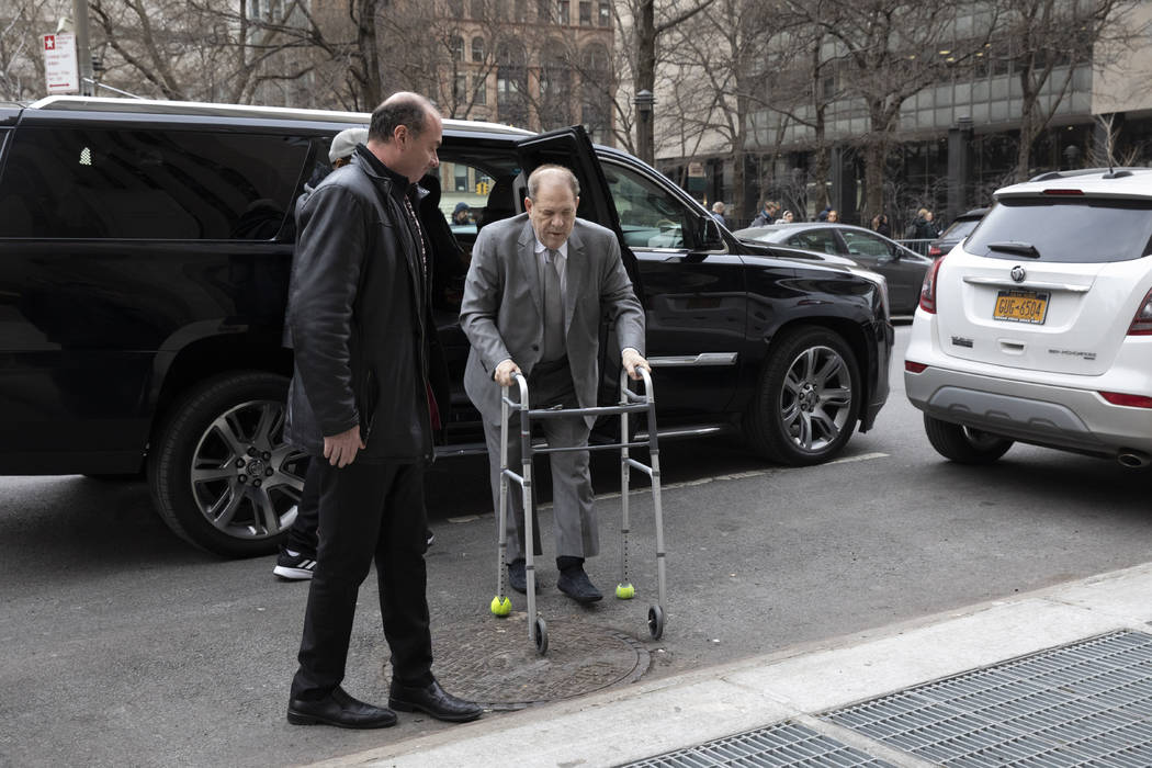 Harvey Weinstein arrives at a Manhattan courthouse, Tuesday, Jan. 7, 2020, in New York. Potent ...