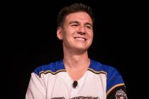 “Jeopardy!” champion James Holzhauer listens to a question from the audience dur ...