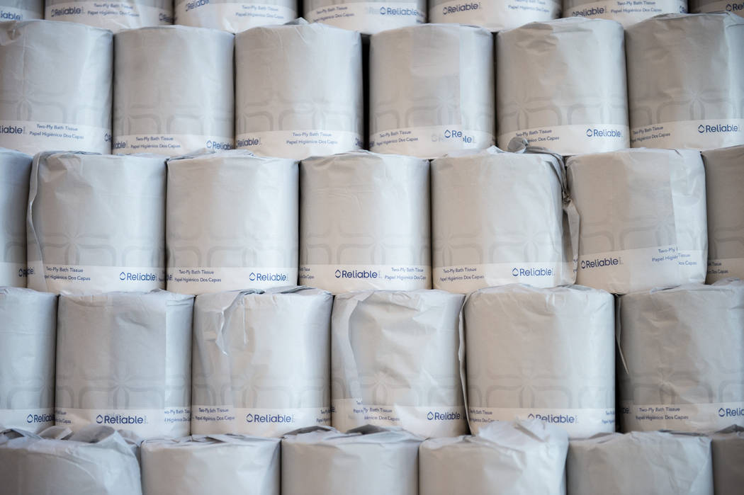 A view of the world's largest toilet paper pyramid on Monday, Jan. 6, 2020. Bullock Creek High ...