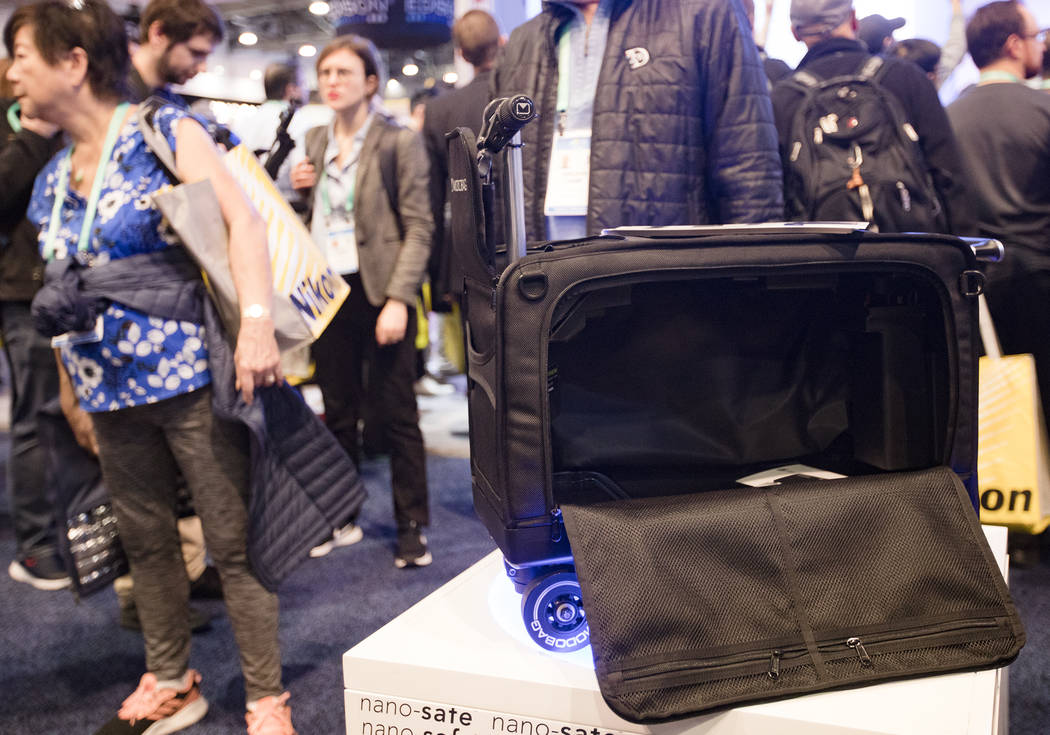 Modobag, a motorized carry-on, at CES at the Las Vegas Convention Center in Las Vegas, Wednesda ...