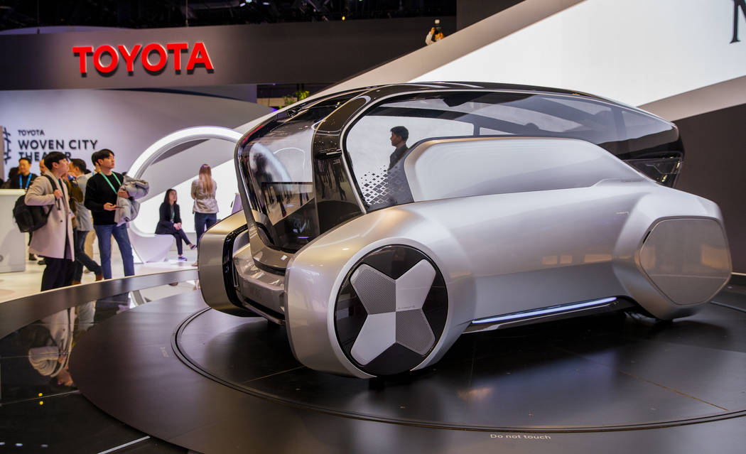 The Hyundai M.Vision S autonomous transportation pod concept vehicle on display in North Hall f ...
