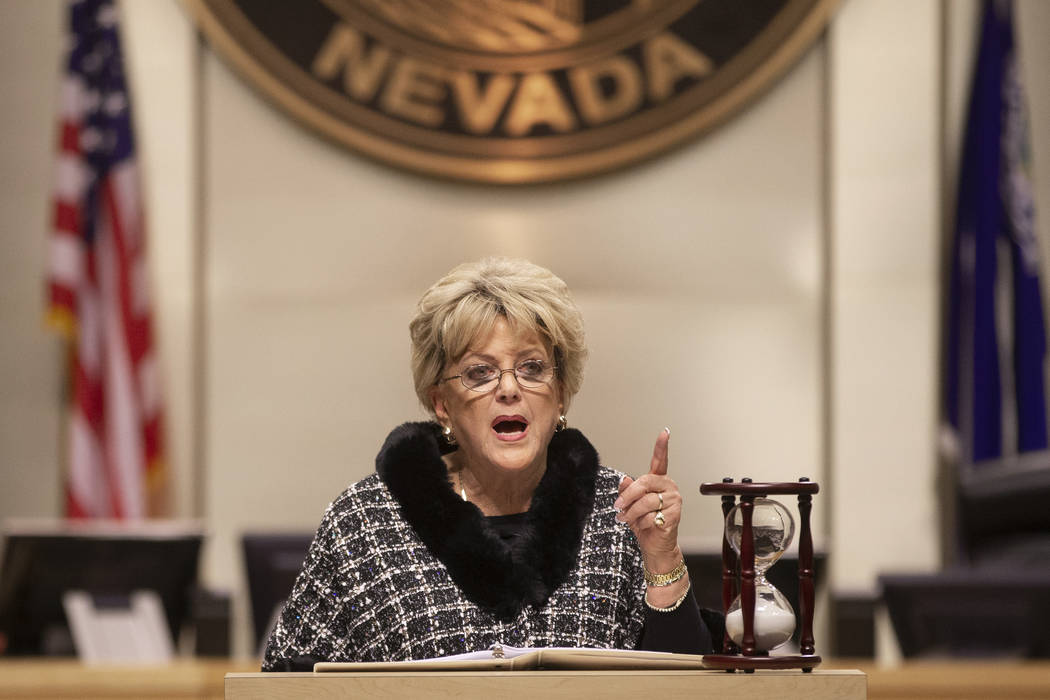 Las Vegas Mayor Carolyn Goodman delivers the annual State of the City address on Thursday, Jan. ...