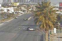 Las Vegas police investigate a fatal crash on Decatur Boulevard and Diablo Drive in southwest L ...