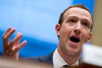 In an April 11, 2018, file photo Facebook CEO Mark Zuckerberg testifies before a House Energy a ...