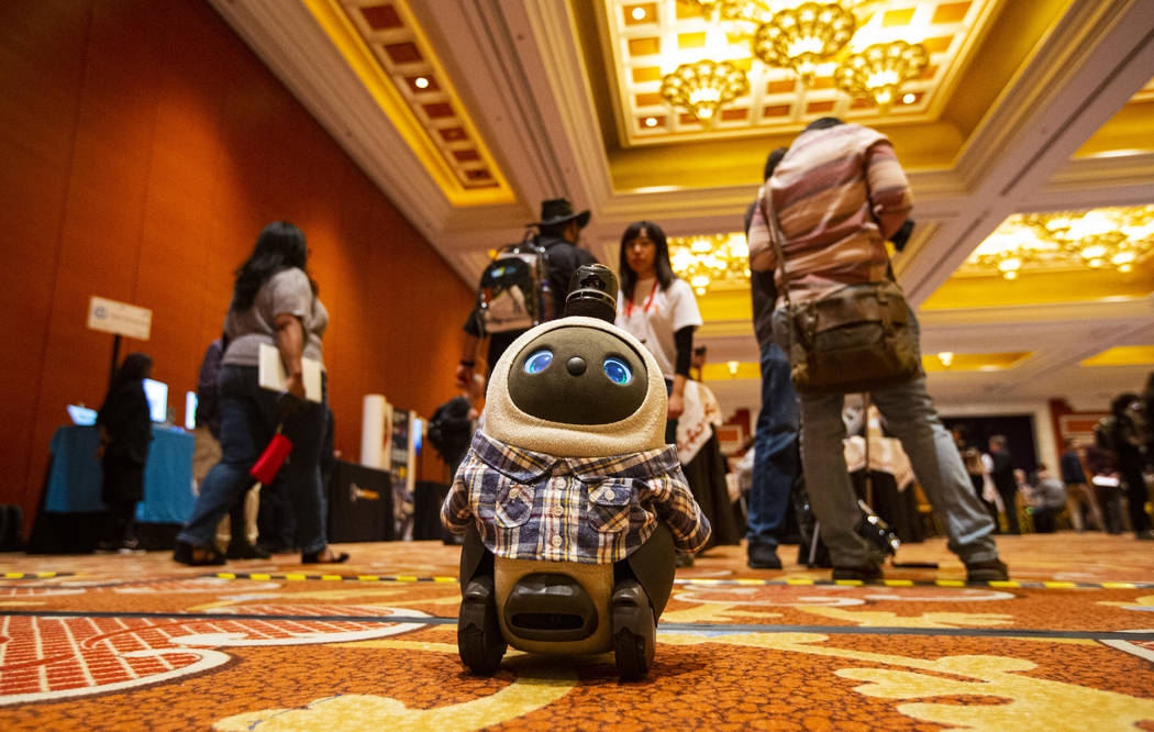 The Lovot robot by Groove X roams the floor during the Showstoppers CES event at Wynn Las Vegas ...