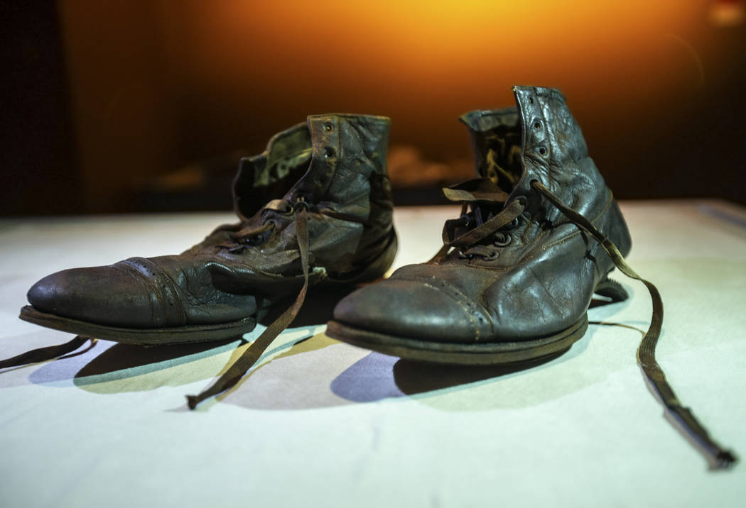 A pair of dress boots worn by William Henry Allen, a third-class passenger on the Titanic, on T ...