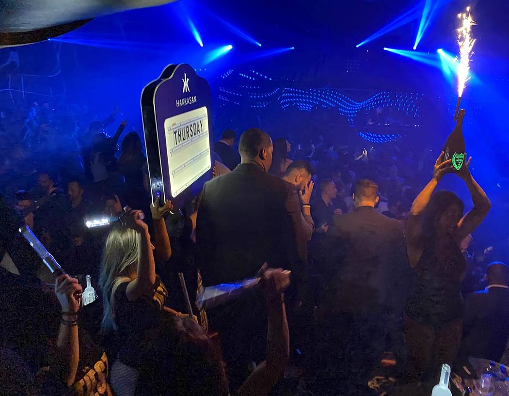 Bottle service delivery during the CES DreamlandXR Closing Night Party at Hakkasan Nightclub at ...