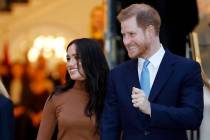 In a Tuesday Jan. 7, 2020, file photo Britain's Prince Harry and Meghan, Duchess of Sussex leav ...