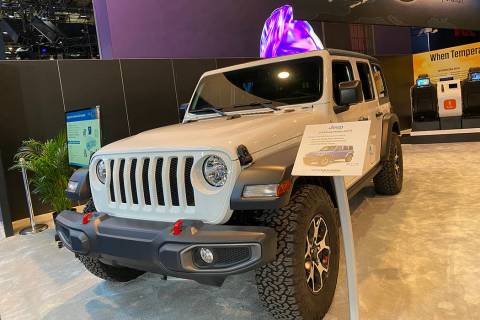 A Jeep Wrangler outfitted with Voxx International's SOLO life sensing technology on display at ...