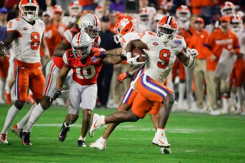 Clemson running back Travis Etienne runs for a touchdown against Ohio State during the second h ...