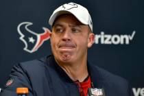 Houston Texans head coach Bill O'Brien speaks during a news conference following an NFL divisio ...