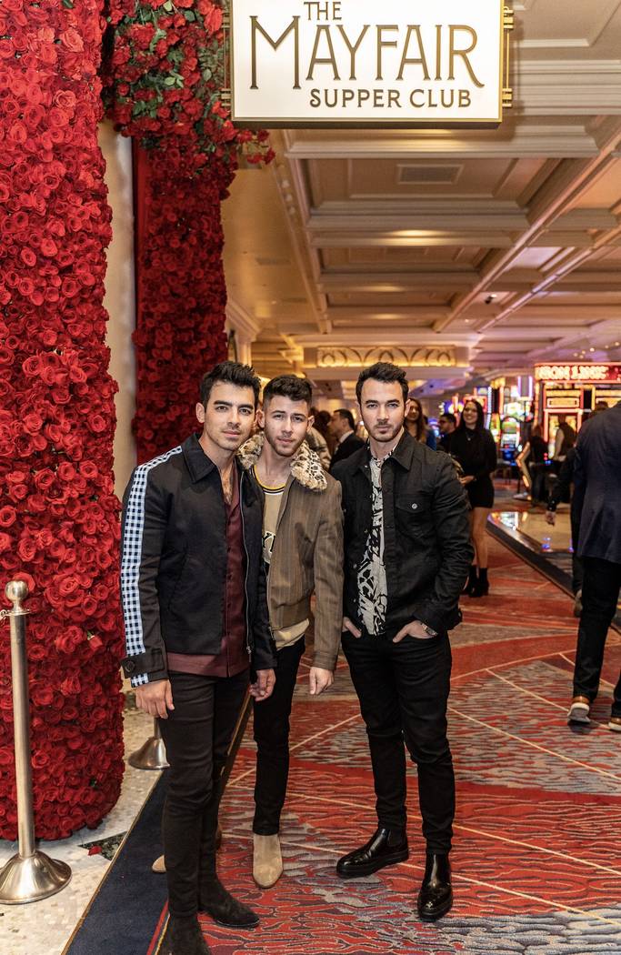 The Jonas Brothers are shown at Mayfair Supper Club at Bellagio on Friday, Jan. 10, 2020. (Tony ...