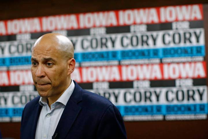 In a Jan. 9, 2020, file photo, Democratic presidential candidate Sen. Cory Booker, D-N.J., spea ...