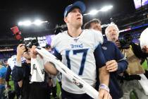 Tennessee Titans quarterback Ryan Tannehill (17) leaves the field after an NFL divisional playo ...