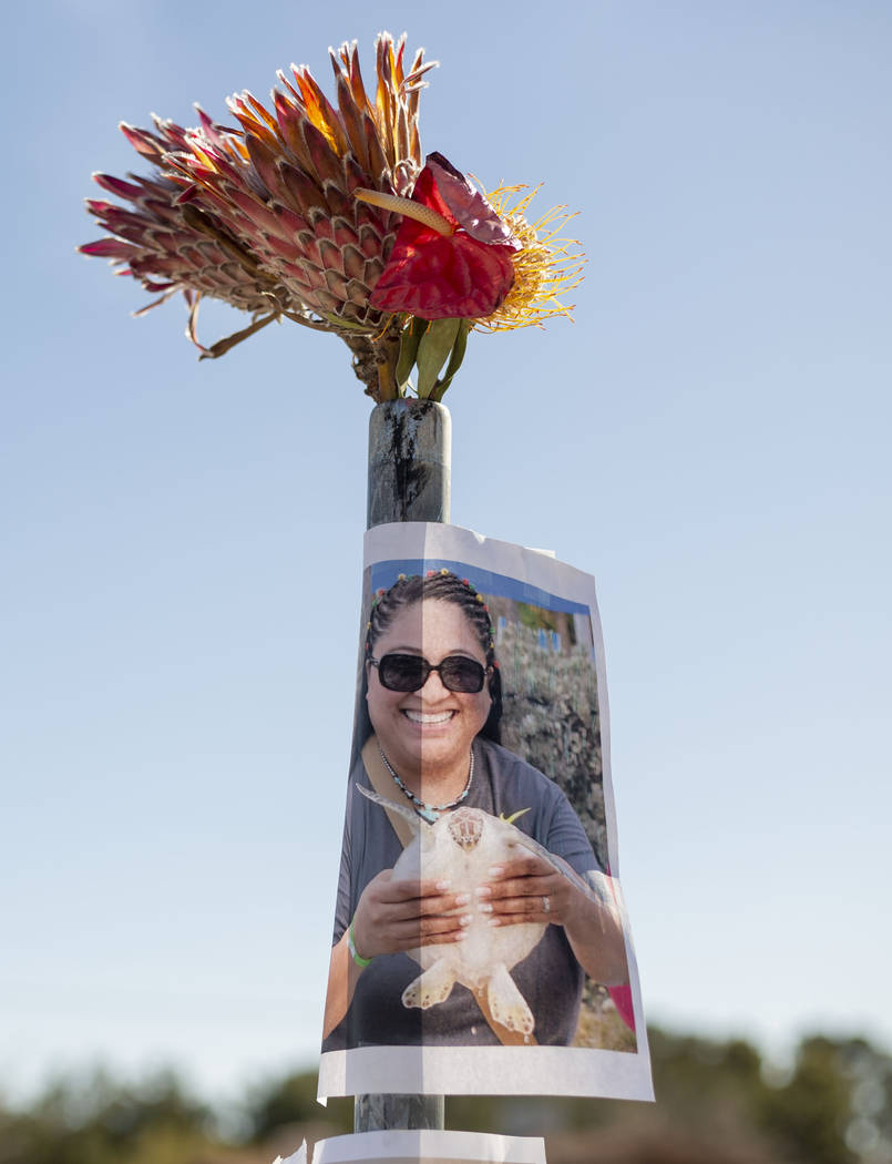 A photograph of Gilma Rodriguez-Walters, 53, is displayed at a memorial on Monday, Jan. 13, 202 ...