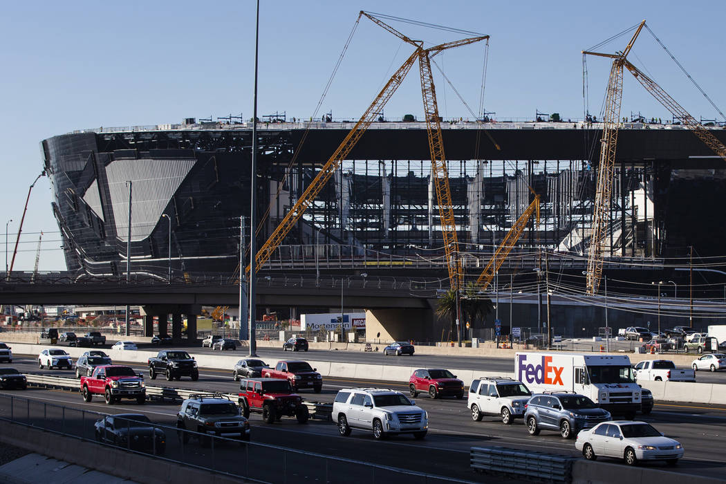 A view of Allegiant Stadium as construction progresses in Las Vegas on Monday, Jan. 13, 2020. ( ...