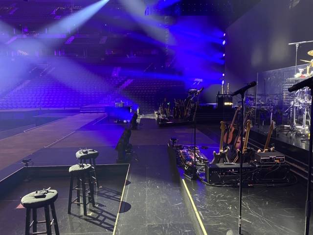A pre-show look at the staging for Celine Dion's show at Bridgestone Arena in Nashville on Mond ...