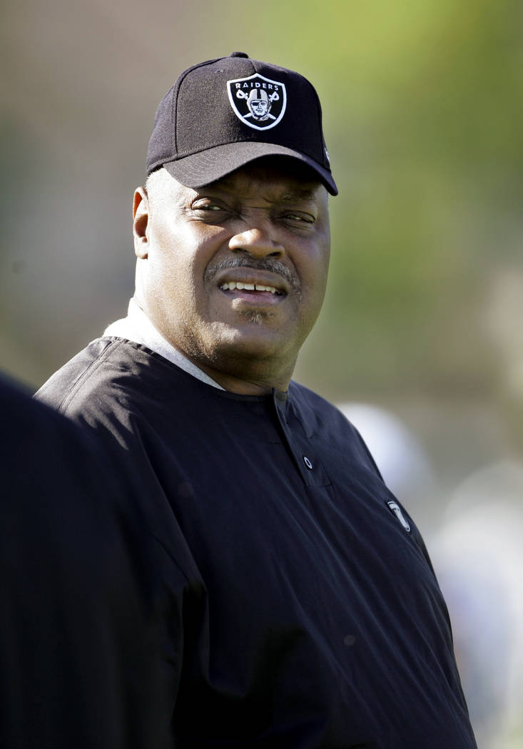 Oakland Raiders head coach Art Shell watches practice at the Raiders training camp in Napa, Cal ...