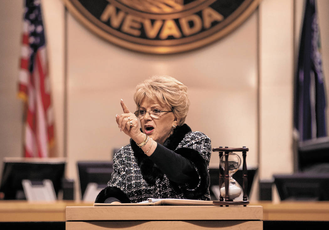 Las Vegas Mayor Carolyn Goodman delivers the annual State of the City address on Thursday, Jan. ...