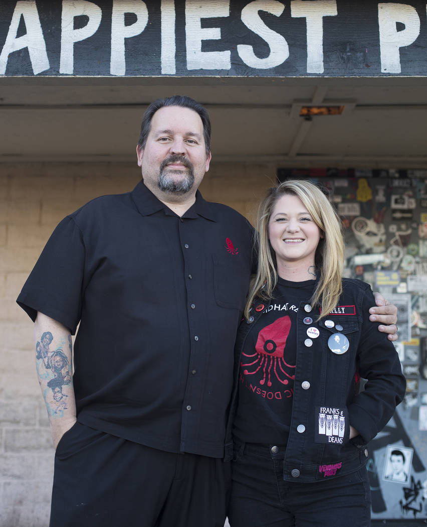 Allan Carter and his wife, Ally Carter, at Double Down Saloon in Las Vegas, Thursday, Jan. 16, ...