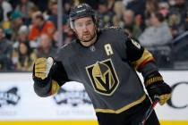 Vegas Golden Knights right wing Mark Stone (61) plays against the Anaheim Ducks in an NHL hocke ...