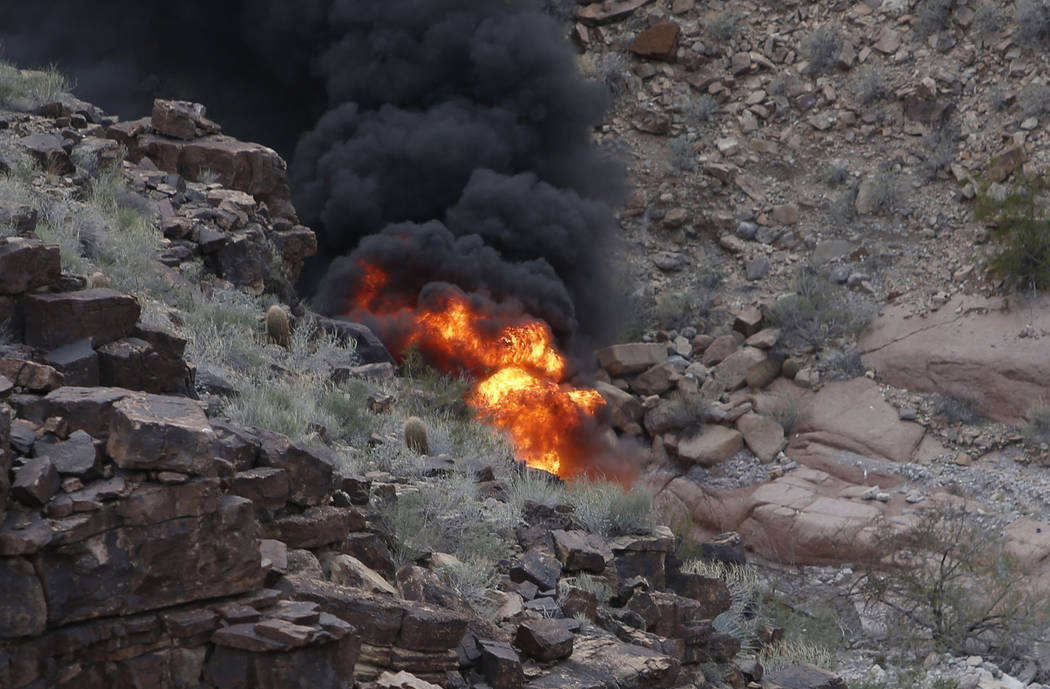 The scene of a deadly Papillon Group helicopter crash in the Grand Canyon, Ariz., on Feb. 10, 2 ...